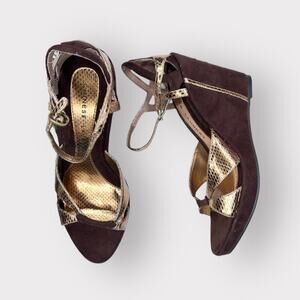 Chinese Laundry Womens Hidden Wedge Sandal sz 8 High Heel Open Toe Faux Snake